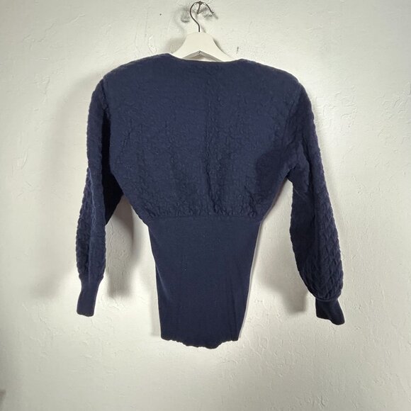 Vintage Valentino Women’s Textured Knit Sweater Small Navy Blue Made in Italy - Picture 2 of 8